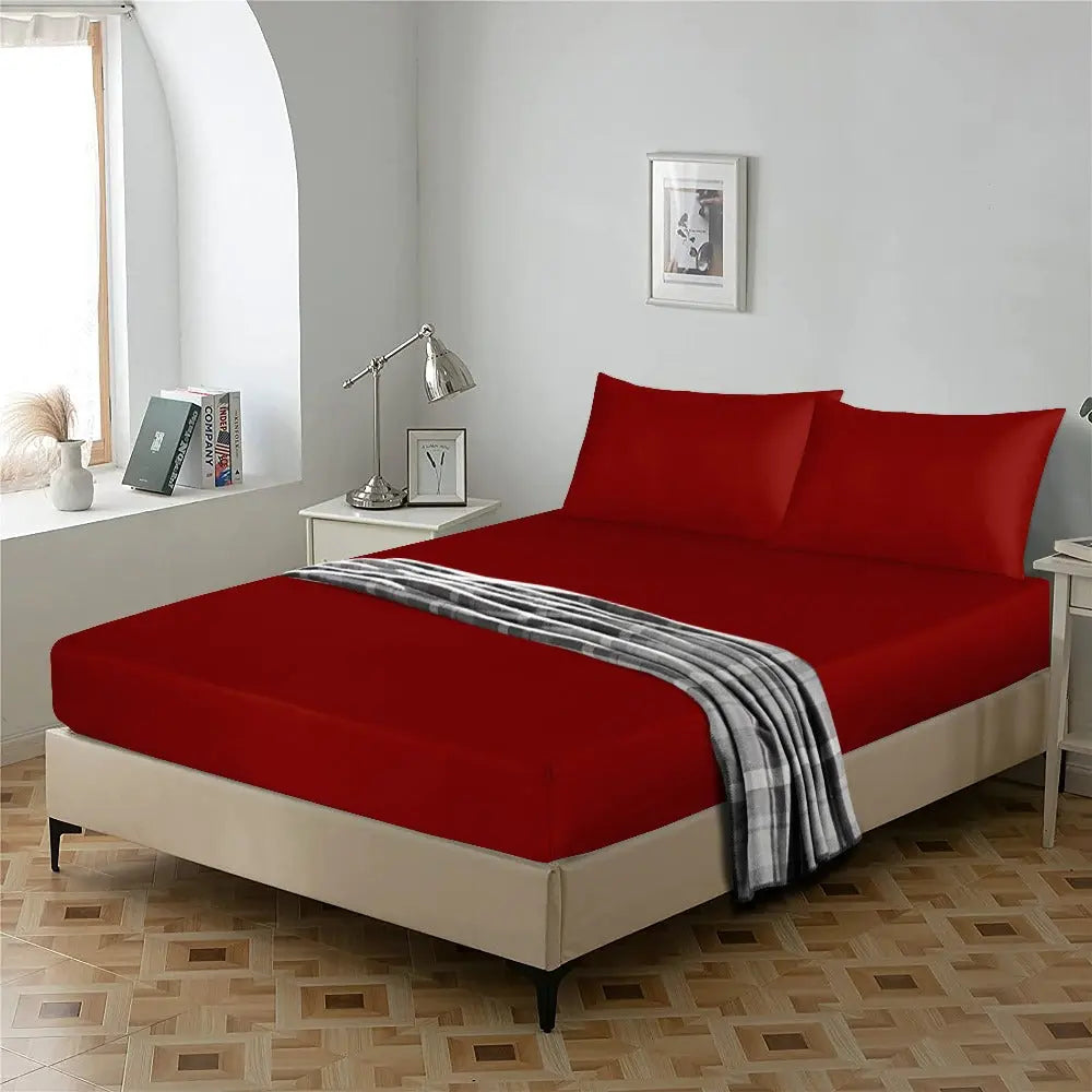 microfiner 25cm deep fitted sheet red