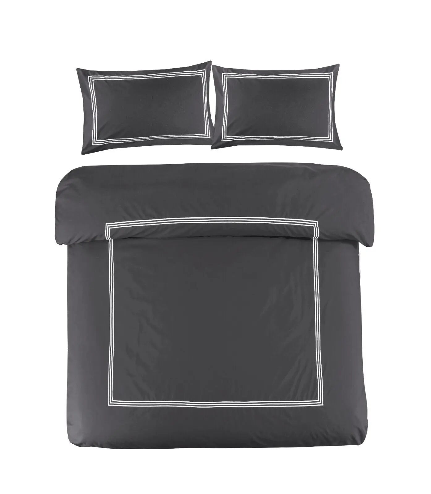 charcoal white brata stitch bedding set