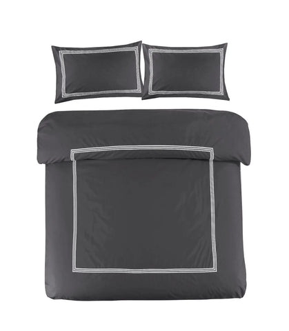 charcoal white brata stitch bedding set