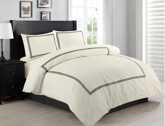 polycotton brata stitch duvet cover set cream black