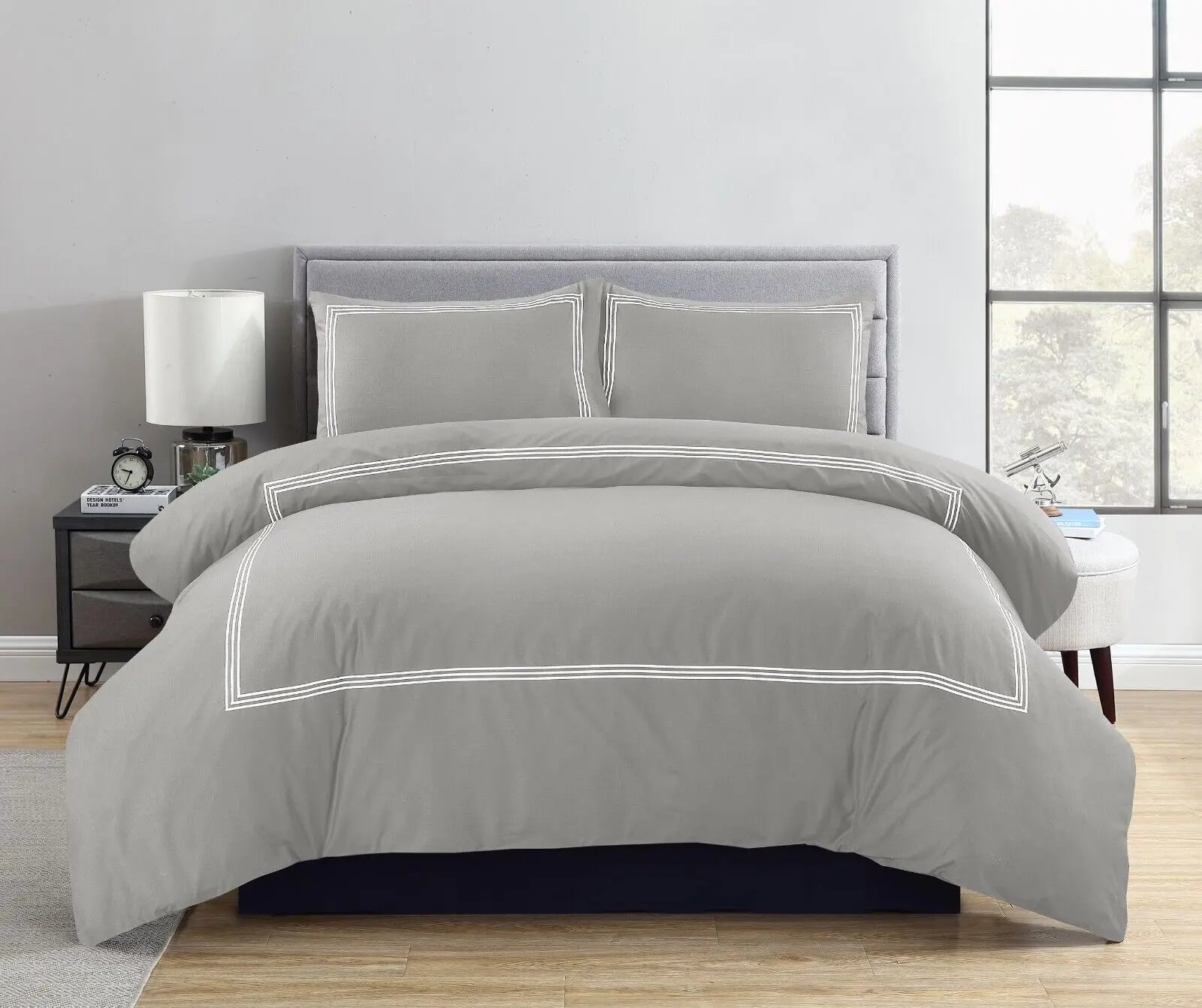 microfiber brata grey white bedding set