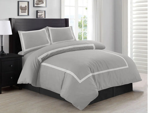 polycotton brata stitch duvet cover white grey