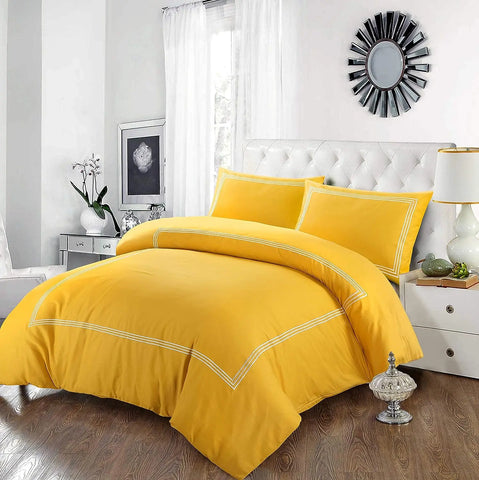 brata stitch duvet cover set ochre white