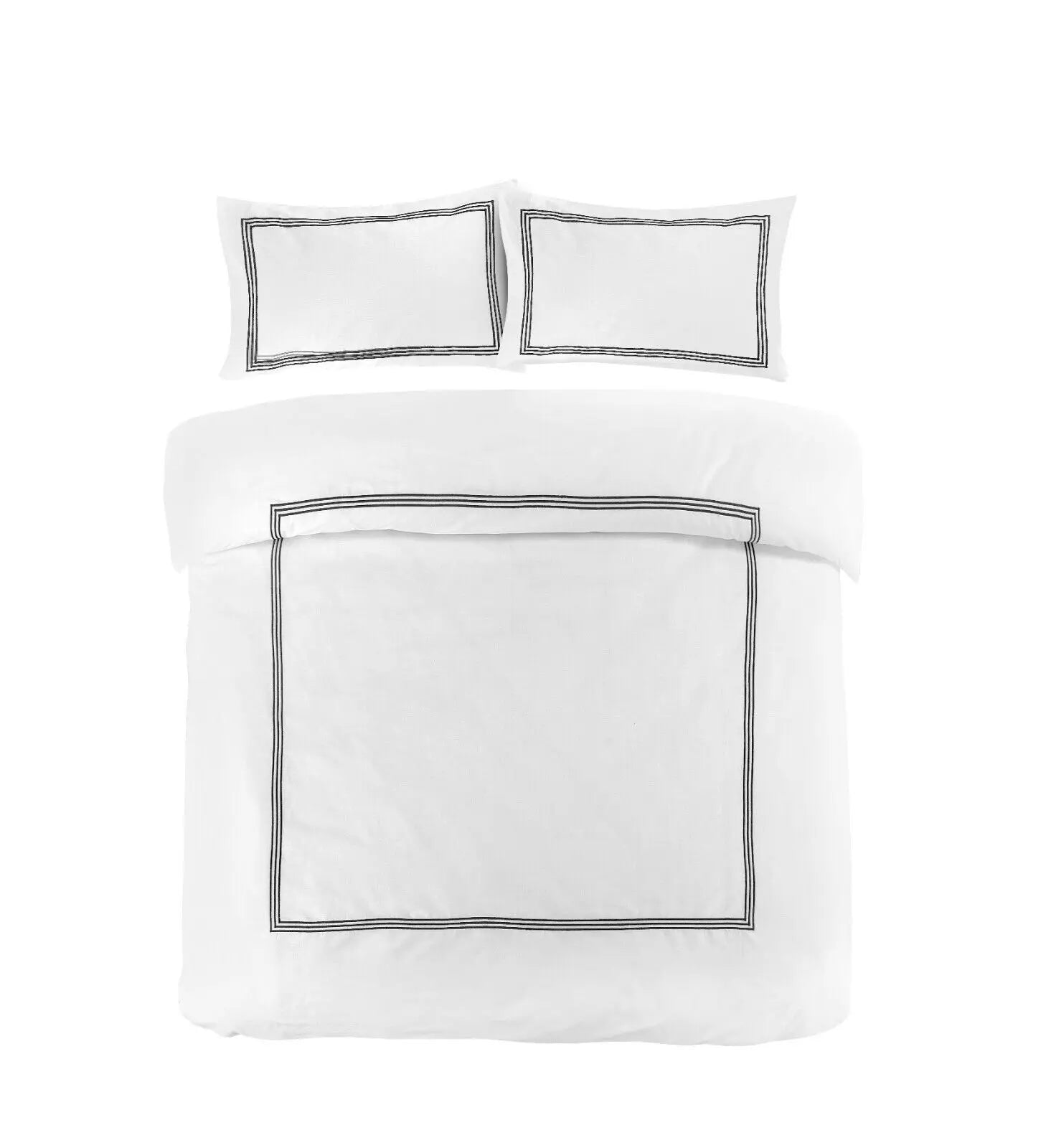 polycotton brata stitch duvet cover set white black