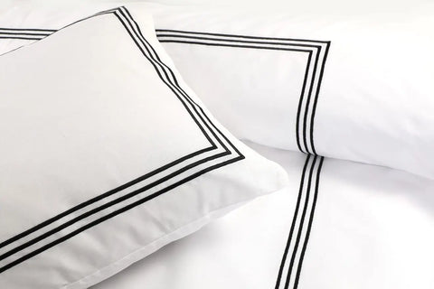 polycotton brata stitch duvet cover white black