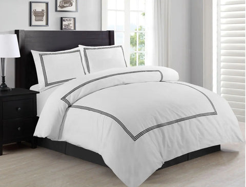 polycotton duvet cover set white black