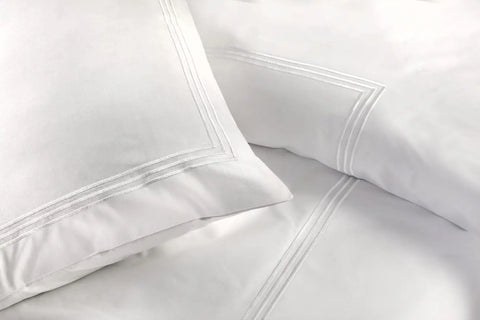 100% Polycotton Beretta Stitch Duvet Cover- White/White RoyalHomeFurnishing