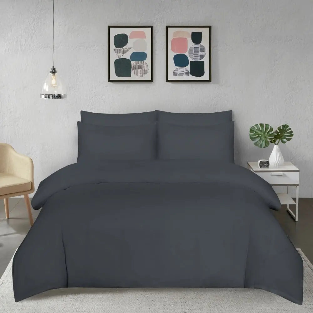 microfiber plain duvet cover bedding set charcoal