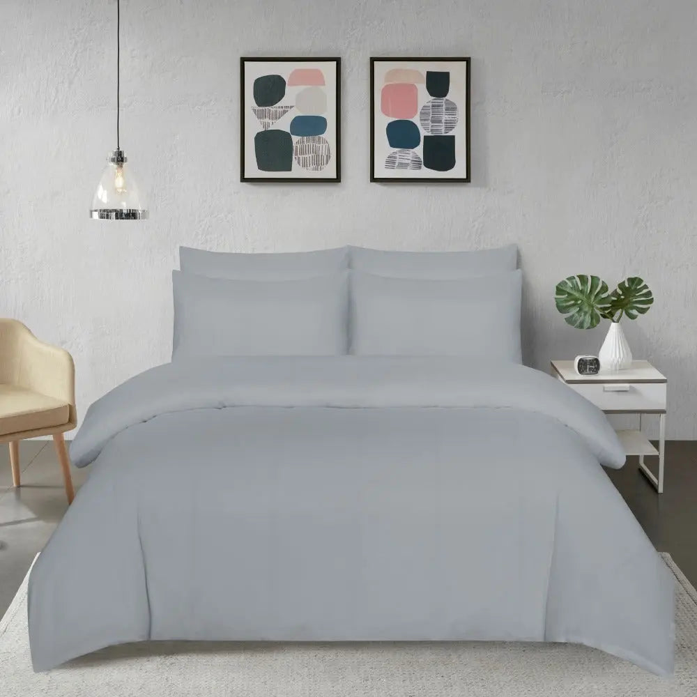 microfiber plain duvet cover set light grey