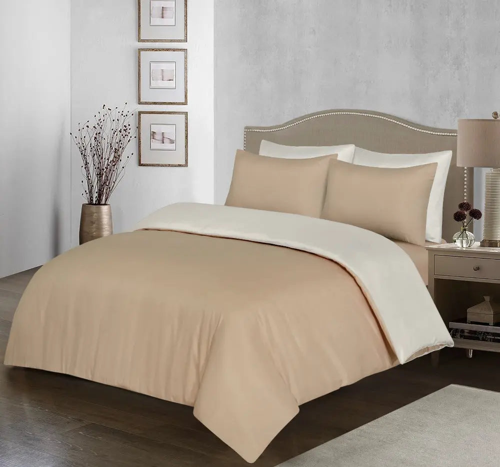 microfiber duvet cover set reversible mink cream bedding set