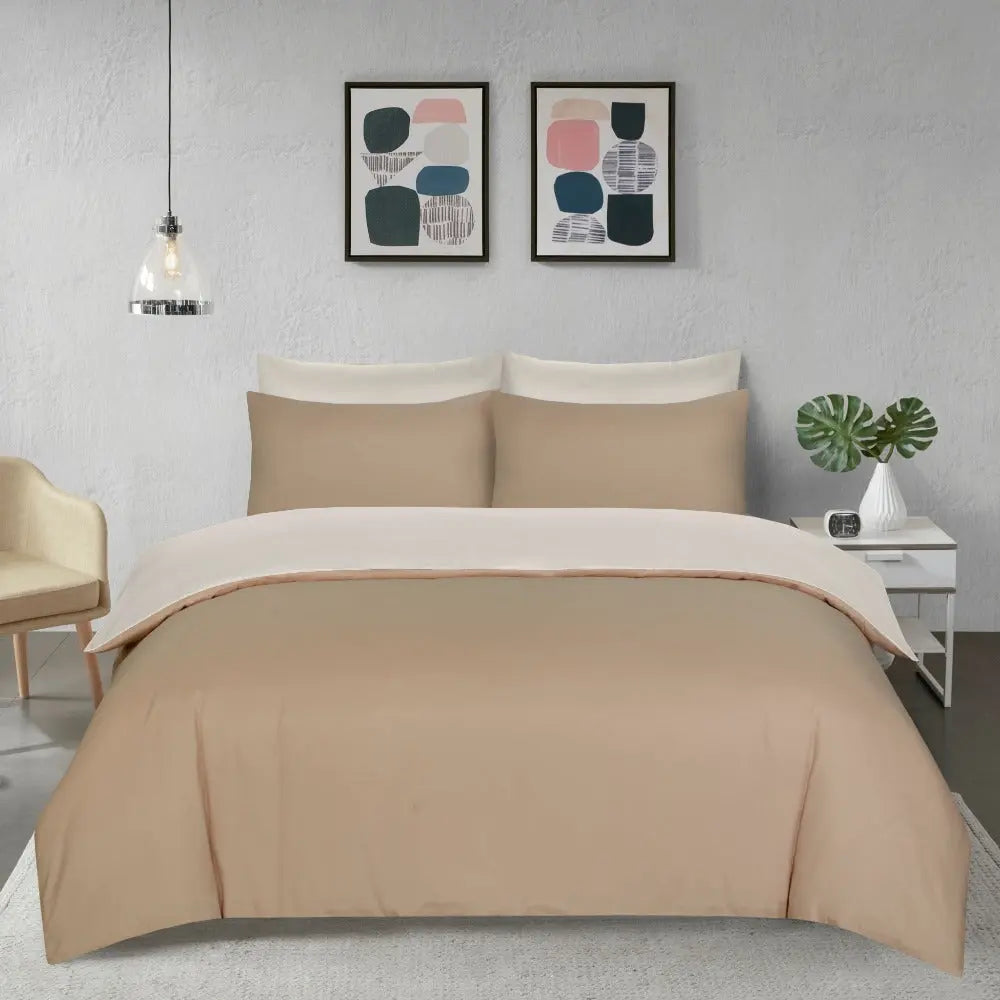 microfiber duvet cover set reversible mink cream