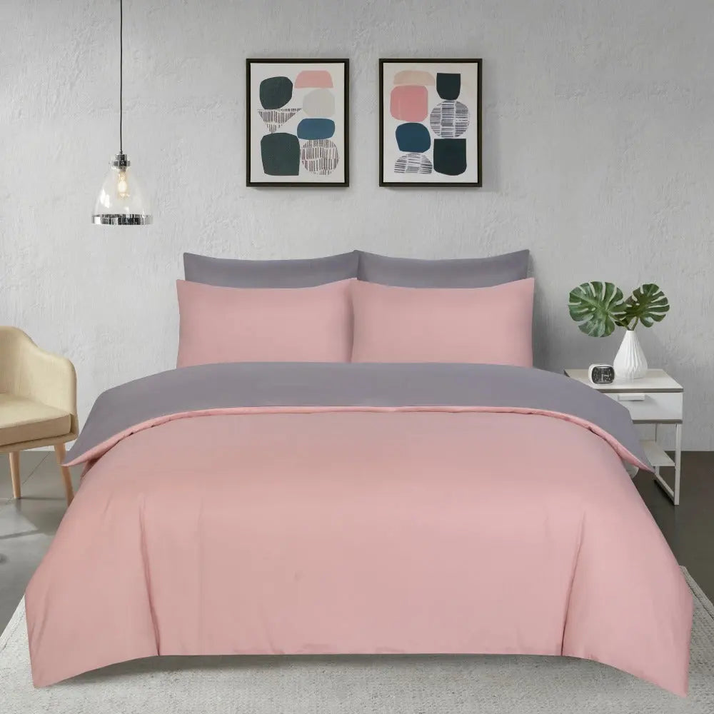 microfiber bedding set reversible blush grey