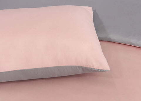 microfiber reversible duvet cover set with pillowcase blush grey