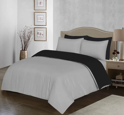 microfiber reversible duvet cover set black grey