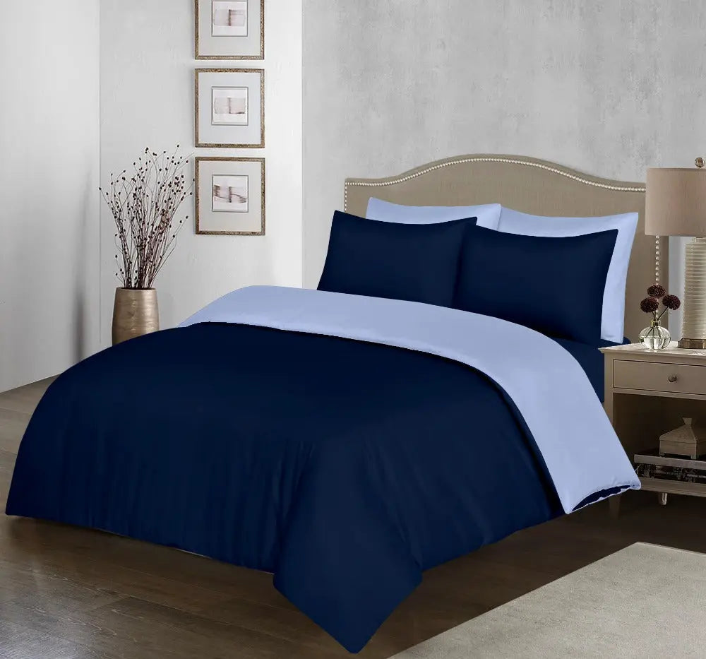 microfiber reversible duvet cover set blue