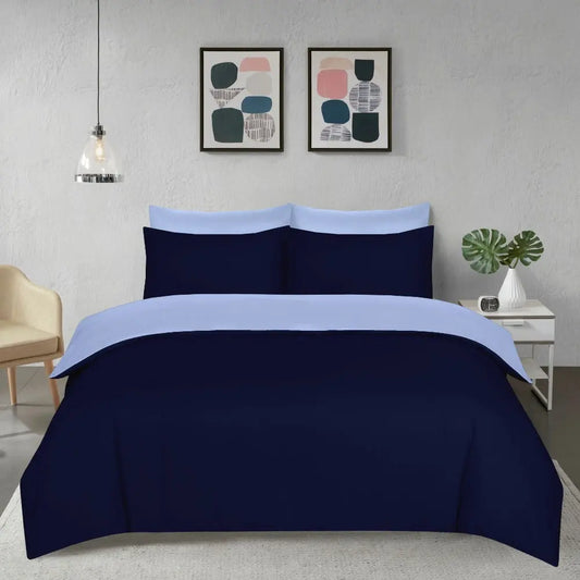 microfiber reversible duvet cover set light dark bllue