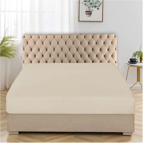 Extra Deep Fitted Sheet Polycotton Bed Sheets - Cream RoyalHomeFurnishing