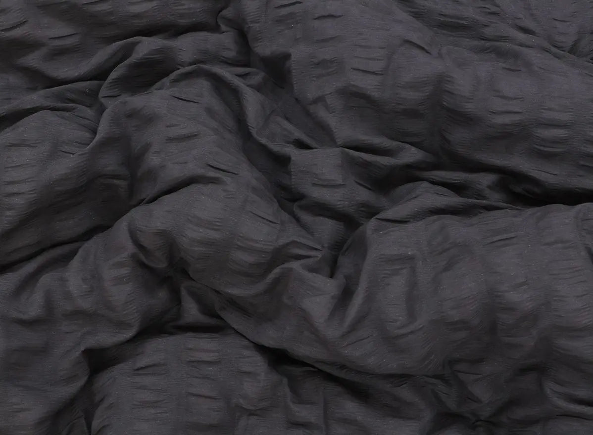 Seersucker Duvet Cover Set with Pillow Cases-Charcoal Grey RoyalHomeFurnishing