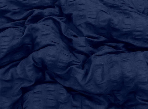 Seersucker Duvet Cover Set with Pillow Cases-Navy Blue RoyalHomeFurnishing