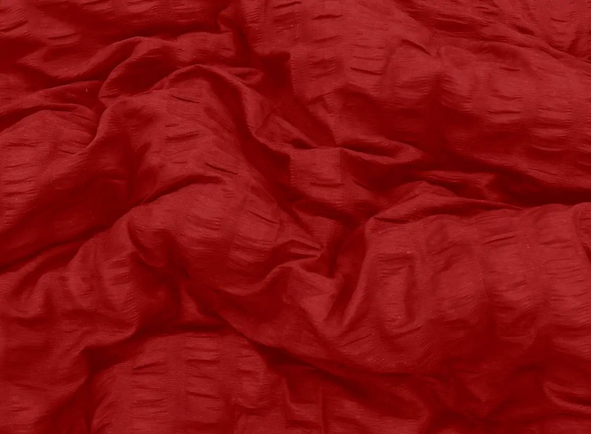 Seersucker Duvet Cover with 2 Pillow Cases-Red RoyalHomeFurnishing