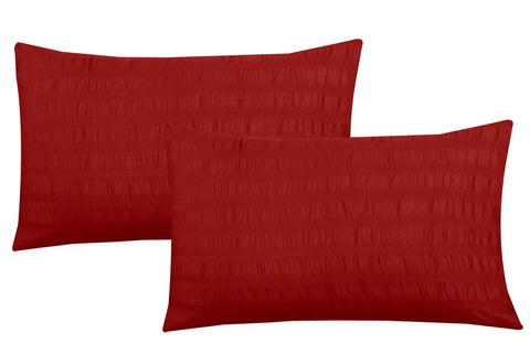 Seersucker Duvet Cover with 2 Pillow Cases-Red RoyalHomeFurnishing