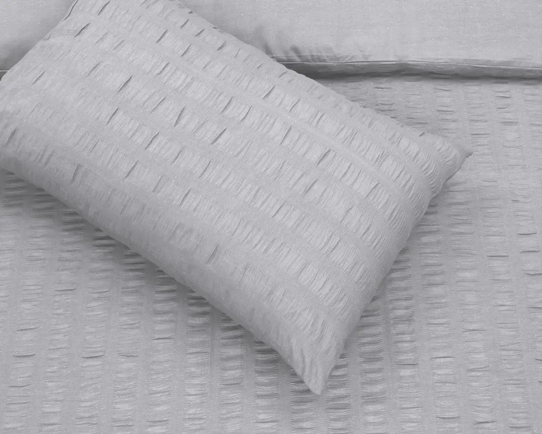 Seersucker Duvet Cover Set with Pillow Cases-Grey RoyalHomeFurnishing