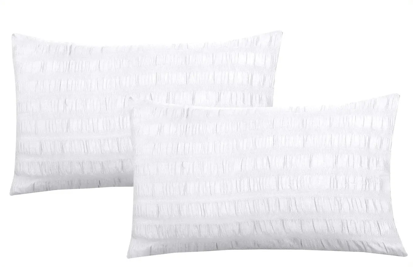 Seersucker Duvet Cover Sets with Pillow Cases-White RoyalHomeFurnishing