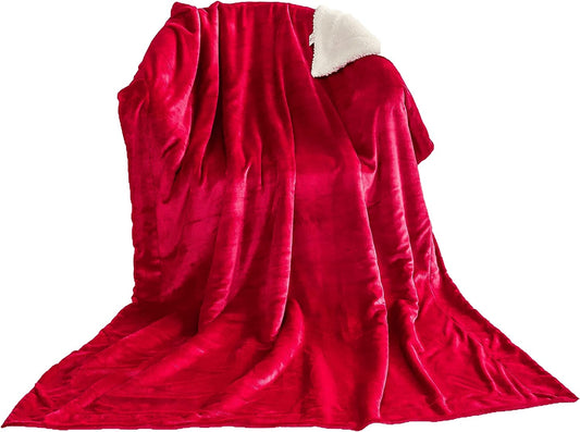 sherpa fleece blanket red