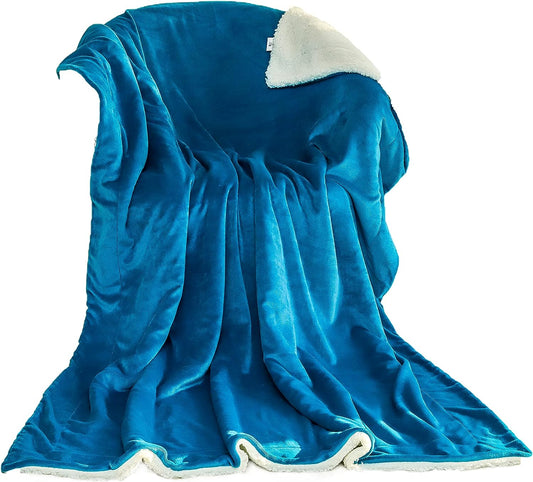 sherpa fleece blanket teal