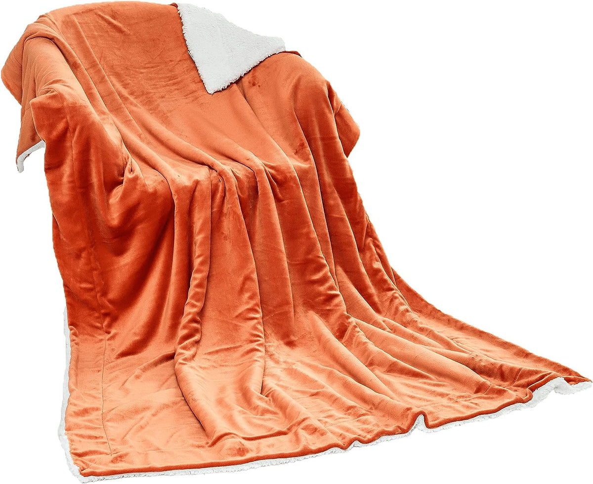 sherpa fleece blanket orange