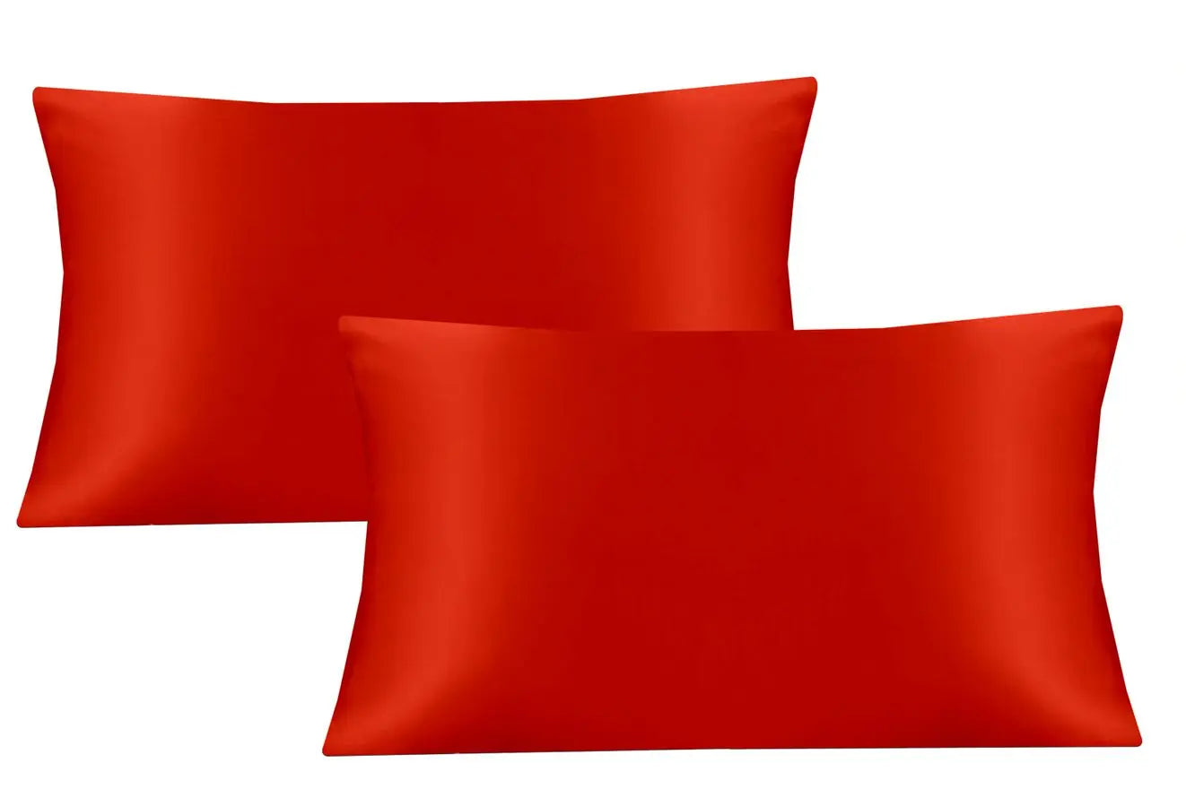 silk pillow case red