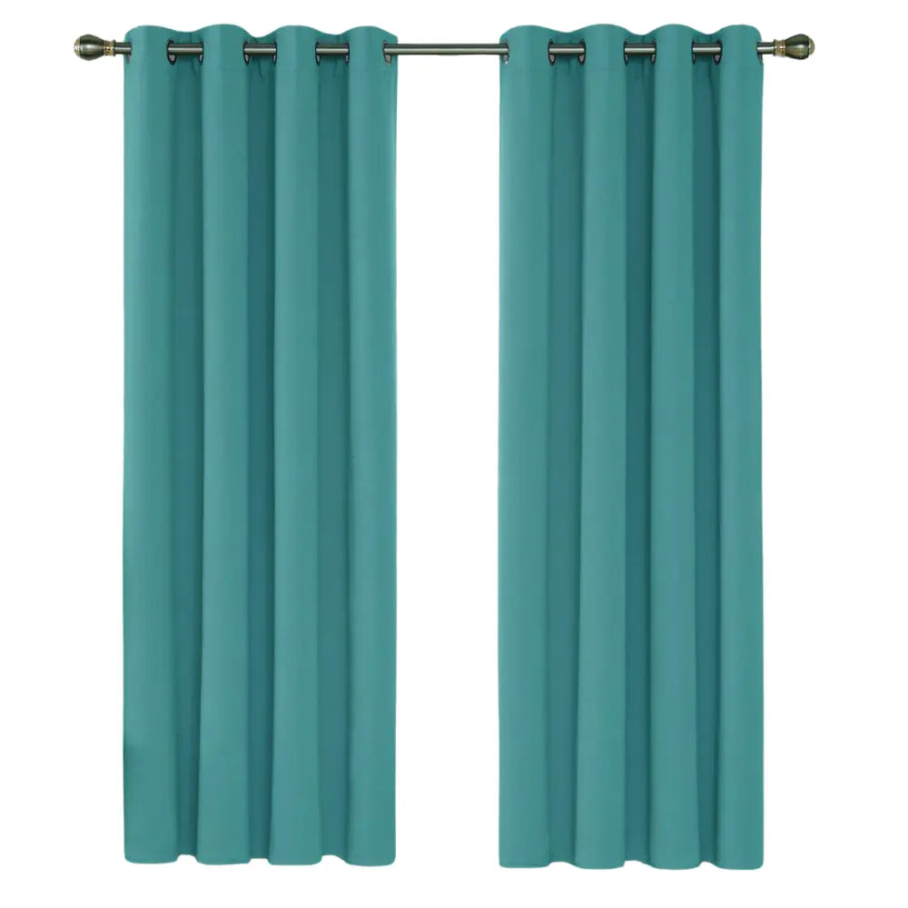 Thermal Insulated Blackout Curtains Ring Top Eyelet- Teal Blue RoyalHomeFurnishing