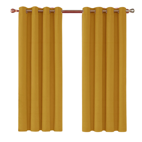 Thermal Insulated Blackout Curtains Ring Top Eyelet- Ochre yellow RoyalHomeFurnishing