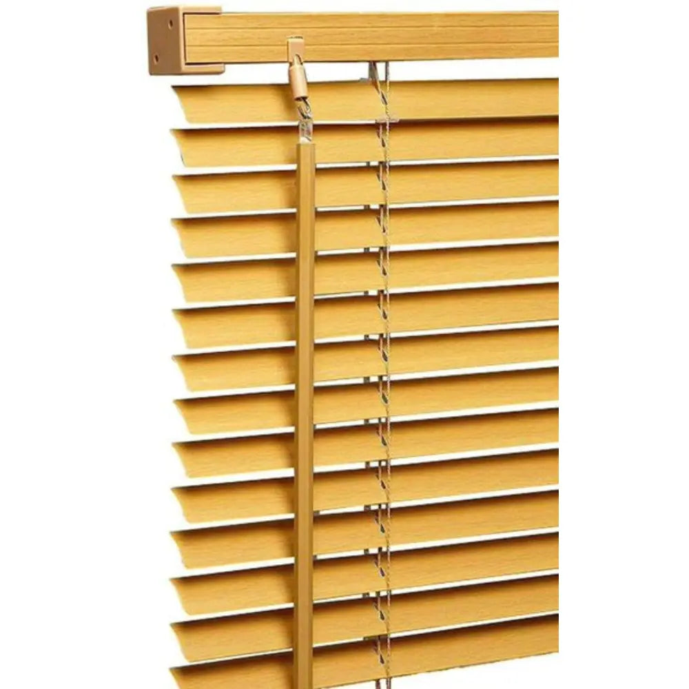 Teak  PVC  wood effect Venetian blinds 25mm Slats Window Treatment Trimmable Easy Fit Child Safe EV Dekor