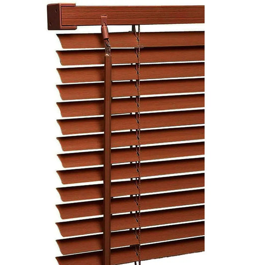 Walnut  PVC  wood effect Venetian blinds 25mm Slats Window Treatment Trimmable Easy Fit Child Safe EV Dekor