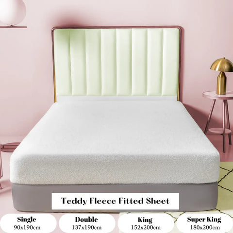 white teddy fleece fitted sheet