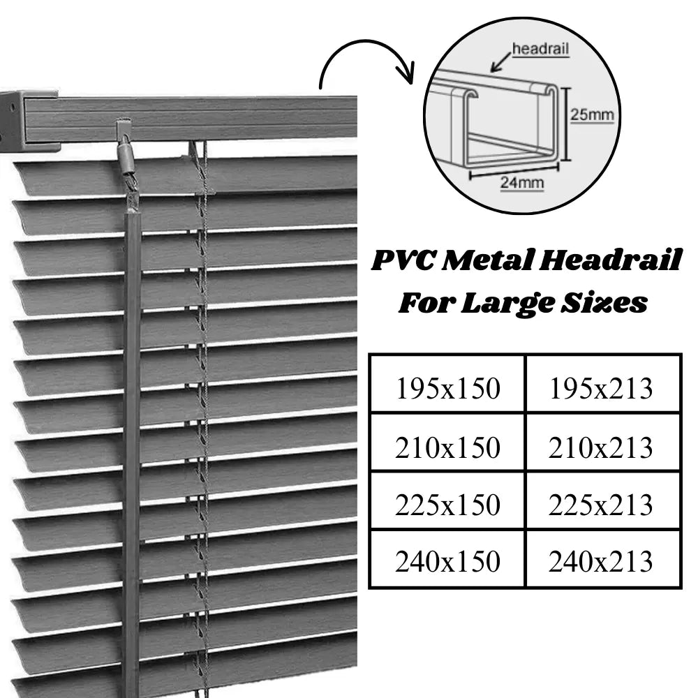 Grey  PVC Metal Headrail Venetian blinds 25mm Slats Window Treatment Trimmable Easy Fit Child Safe Home office EV Dekor