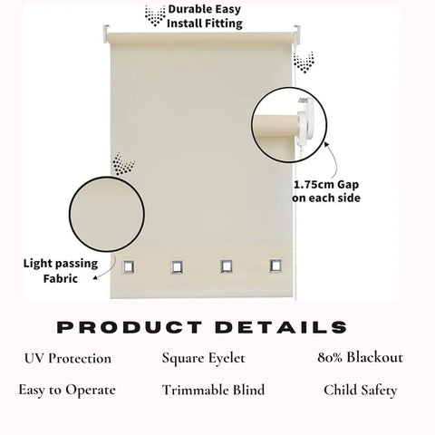 Square Eyelet Light Filtering roller blinds – Natural EV Dekor