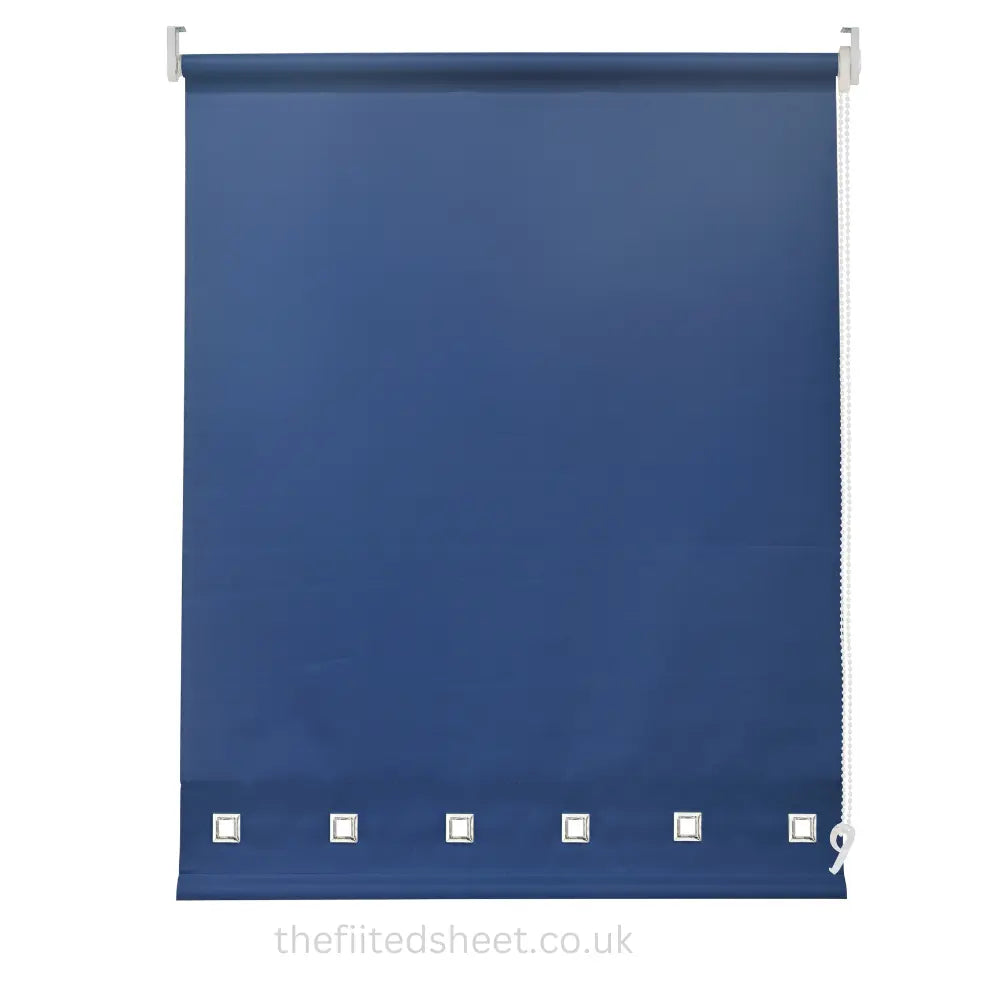 Square Eyelet Light Filtering roller blinds – Navy Blue EV Dekor