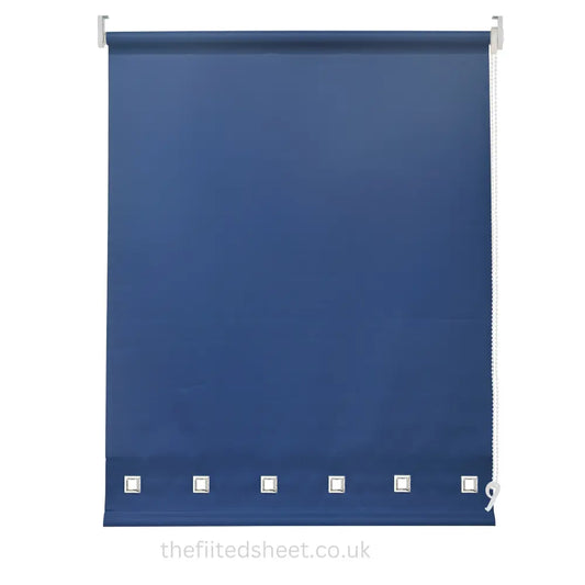 Square Eyelet Light Filtering roller blinds – Navy Blue EV Dekor