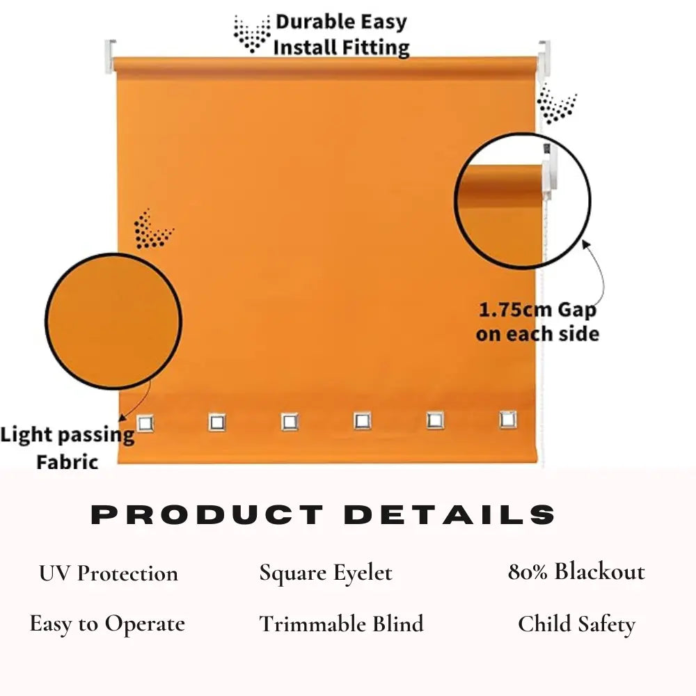 Square Eyelet Light Filtering roller blinds – Ochre EV Dekor