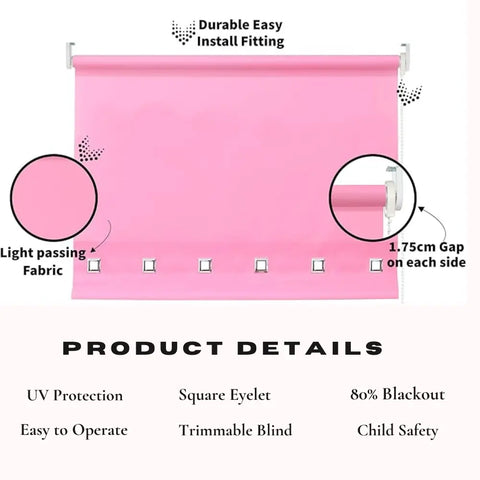 Square Eyelet Light Filtering roller blinds – Pink EV Dekor