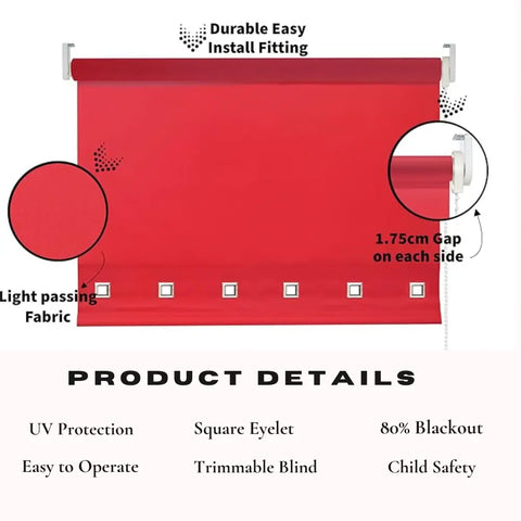 Square Eyelet Light Filtering roller blinds – Red EV Dekor