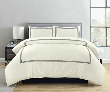 polycotton brata stitch duvet cover set cream black