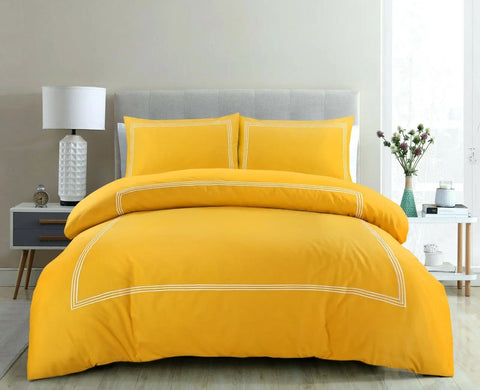 polycotton duvet cover set ochre white