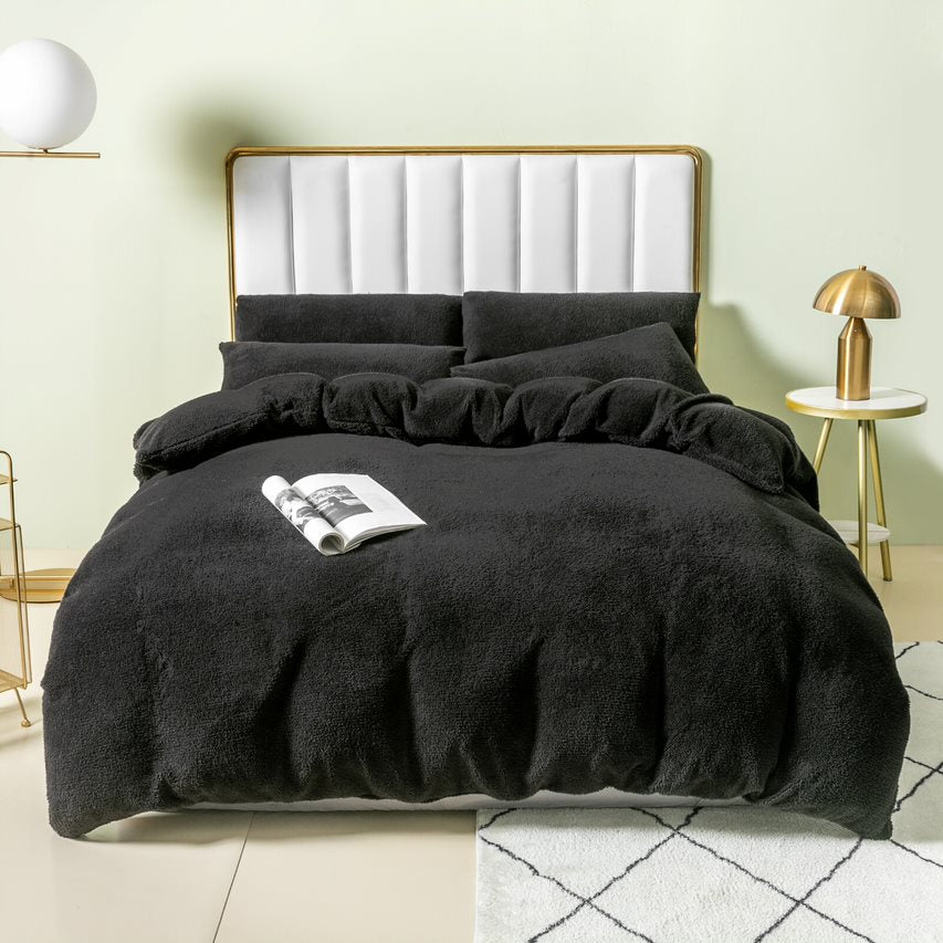 teddy fleece bedding black