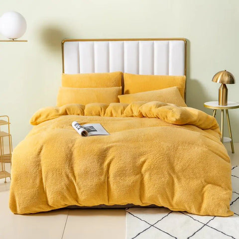 teddy fleece bedding ochre