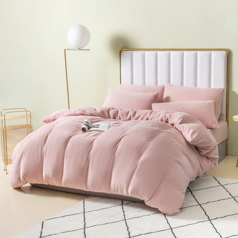 teddy fleece bedding pink