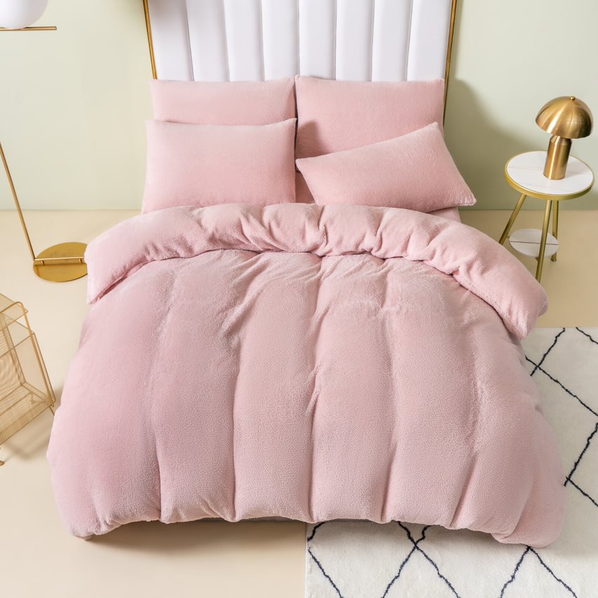 teddy fleece duvet cover pink