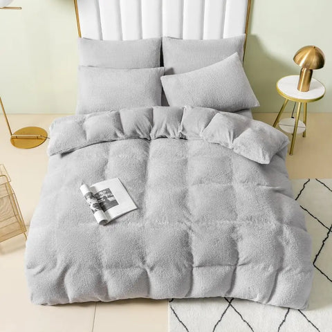 teddy duvet set silver